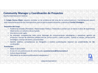 Community Manager y Coordinación de Proyectos ( Valdivia)